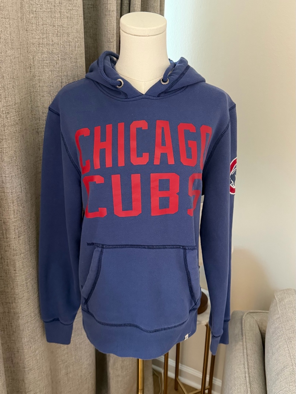 47 Brand Chicago Cubs Blue Hoodie with Red Lettering
